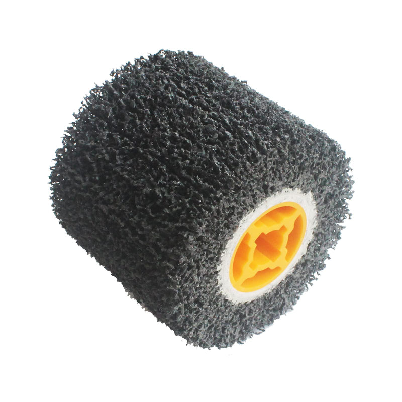 4.5" x 4" Abrasive Drawing Wheel Drum, 3/4" Quad Keyway Burnishing Wheel for Hand held Polishing Machine 40 Grit Sanding Drum Surface Conditioning Tool