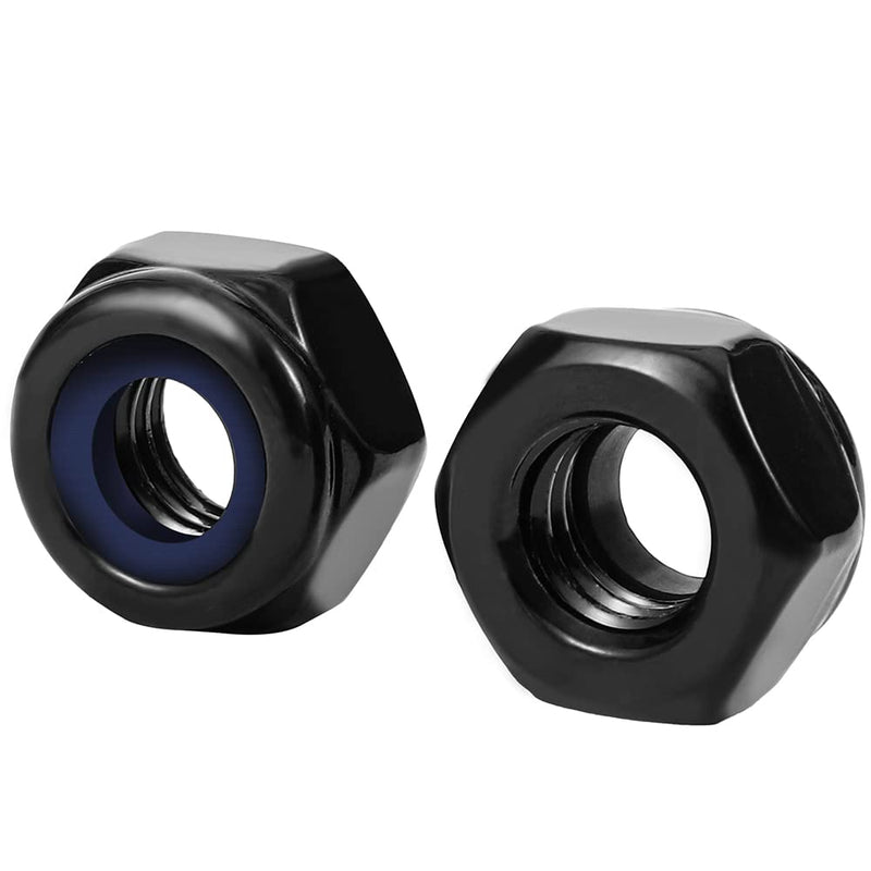 M8 Black Nylon Insert Hex Lock Nuts Locknuts, Stainless Steel 18-8 (304), Black Oxide, 20 PCS M8-1.25 - NewNest Australia
