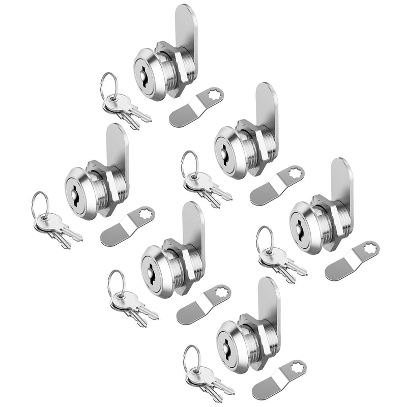 Jayseon 6 Pack Cabinet Locks with Key, RV Cam Locks 5/8" Keyed Alike, Mailbox Lock Replacement for Drawer Toolbox RV Compartment Storage Door, Zinc Alloy 6 Pack 5/8 Inch