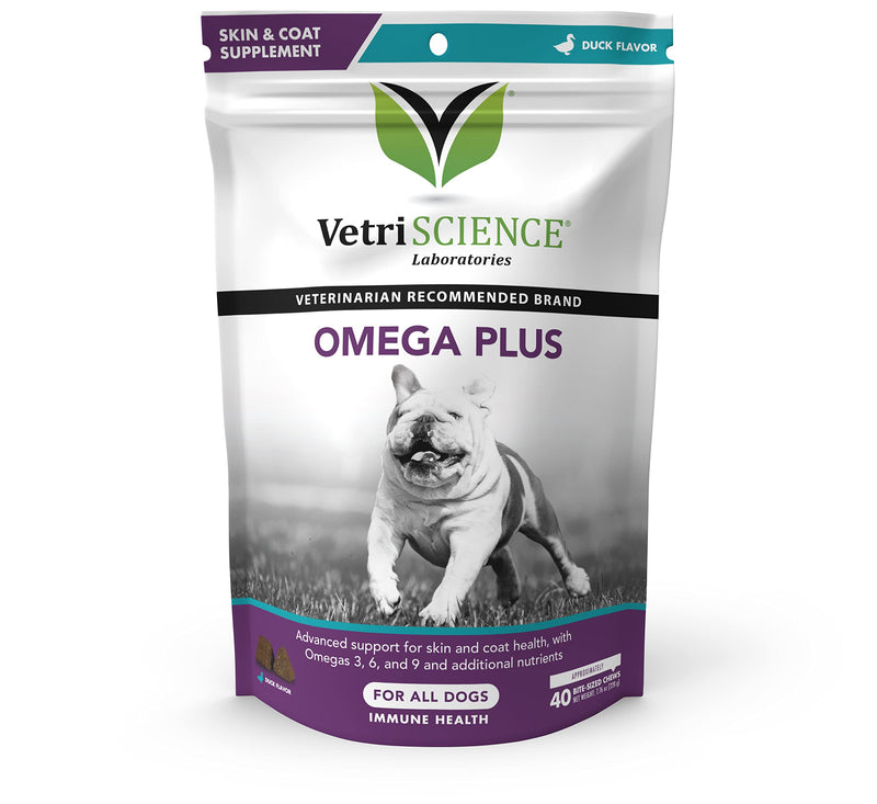 VetriScience Omega Plus Advanced Skin Supplement for Dogs â€“ Fish Oil Supplement for Itchy Skin with Omegas 3, 6, 9 Fatty Acids and Added Nutrients - PawsPlanet Australia