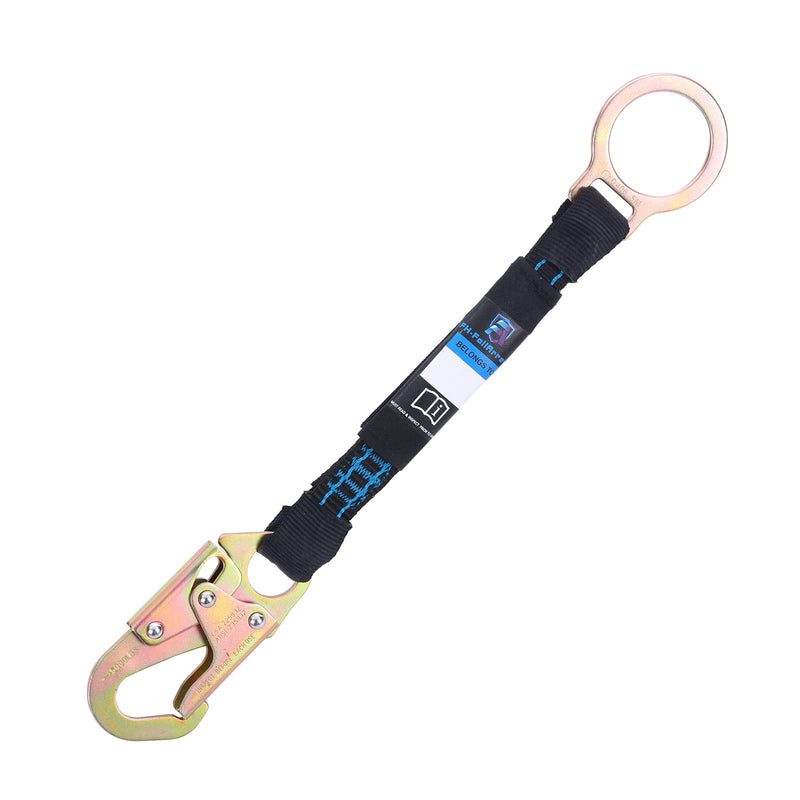18 Inch D Ring Extender with Galvanized Steel Self Locking Snap Hook and O Ring，Heavy Duty Fall Protection Safety Harness Extension Lanyard，For Construction & Roofing, OSHA/ANSI Compliant