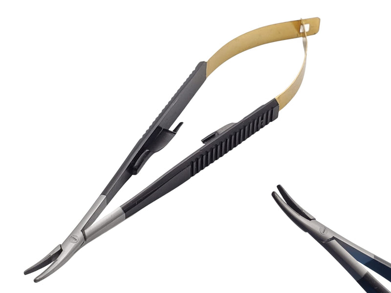 Castroviejo Micro Needle/Suture Holder Driver with Tungsten Carbide Inserts 5.5 Inches (Curved Tip) Curved Tip