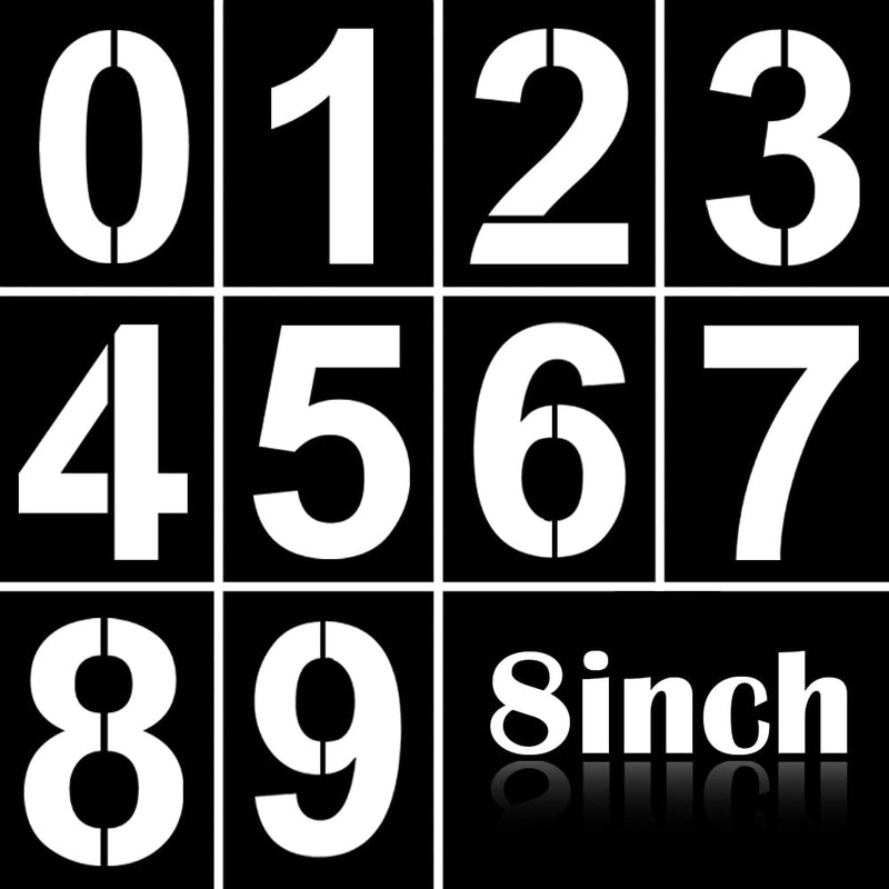 8 Inch Large Number Stencils Kit 0-9 Address Number Stencil Set Reusable Plastic Number Painting Templates Stencils for Address Number Mailbox Signs Road Parking Lot Door Trucks Painting Stencils 8 Inch