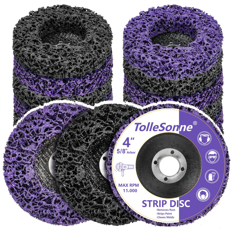 10 Pack Strip Discs 4 inch Quick Stripping Wheel Paint Stripper for Angle Grinder Clean and Remove Paint Coating Rust Welds Oxidation for Metal and Wood (4" x 5/8") 4" x 5/8"