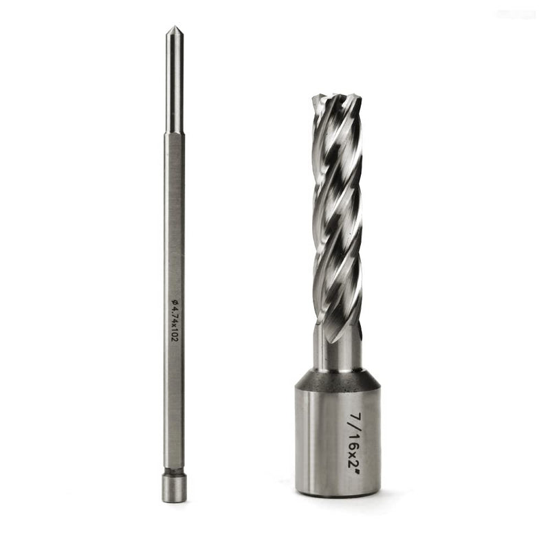 OSCARBIDE 7/16" x 2" HSS Annular Cutter 3/4" Weldon Shank Mag Drill Bit | 2 Flat | 7/16"Cutting Diameter | 2"Cutting Depth | Burr-Free Holes | Rapid Chip Removal | 10x Faster Than Twist Drills