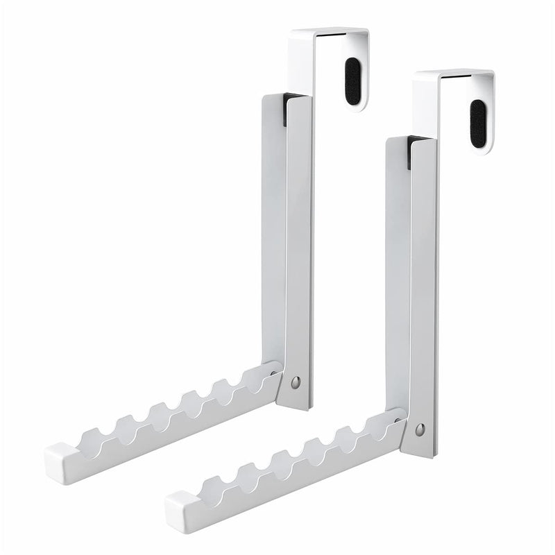 Over Door Hooks Hanger,Foldable Over Door Drying Laundry Hooks for Hanging Clothes 6 Groves Over Door Towel Racks for Clothes,Coat, Behind Back of Door Bathroom, Bag and Robe 2Pcs(White) White 2 Pieces