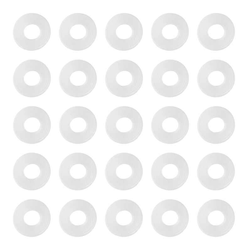 1/4" ID x 1/2" OD White Flat Washer, 1mm Thickness Replacement Washer Gasket, Nylon Round Washer Spacer, Pack of 25 M6 x 13mm x 1mm