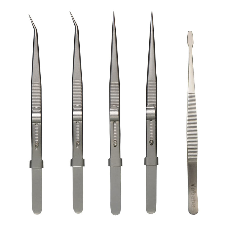 Tweezers, 5Pcs Precision Tweezers Set - Anti - Static Stainless Steel Tweezers for Electronics, Jewelry Making, Medical and Laboratory Work, Craft, Model Building, Soldering, Watch, Car Repair, Etc