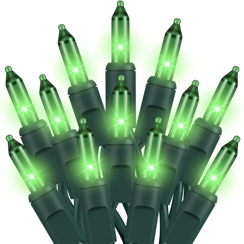 Green Christmas Lights St Patricks Day Decorations 100 Count Incandescent Light UL Certified Connectable Christmas Tree Lights for Indoor Outdoor Xmas, Wedding, Party, Home Decorations Green-Green Wire 1 x 100 Count
