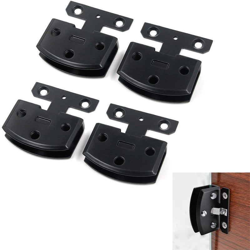 AWEN 4pcs Glass Doors Hinge Cupboard Showcase Wine Cabinet Clamp Ambry Gate Hinges Replacement Parts, Black k846-4pcs