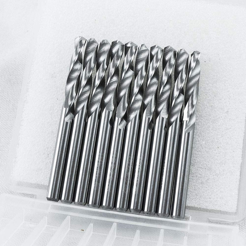 KLOT Industrial Grade 10pcs Solid Carbide Drill Bit 3.3mm 0.1299" 2-Flute Straight Shank YG6X Tungsten