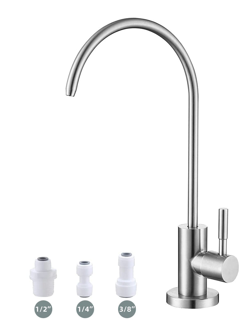 Drinking Water Faucet,Easy to Install Sink Water RO Faucet,Lead-Free Reverse Osmosis Faucet for Kitchen Bar Sink,Brushed Nickel SUS304 Stainless Steel Medium