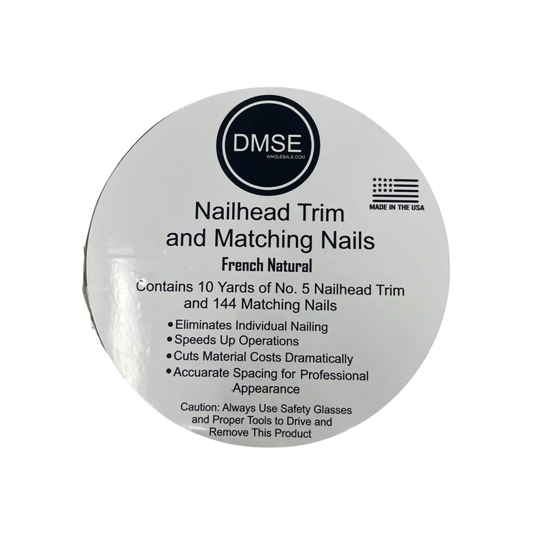 DMSE Decorative Upholstery Nailhead Tackstrip Trim with Nails (French Natural, 10 Yards) French Natural