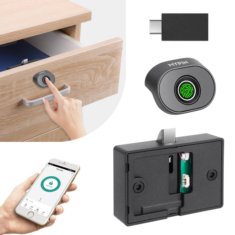 Bluetooth Fingerprint Cabinet Lock, Smart Biometric Cabinet Lock, Keyless Hidden File Drawer Wardrobe Lock, Child Safety Electric Fingerprint Lock, DIY Wooden Furniture Privacy Lock (Alloy Steel) Alloy Steel