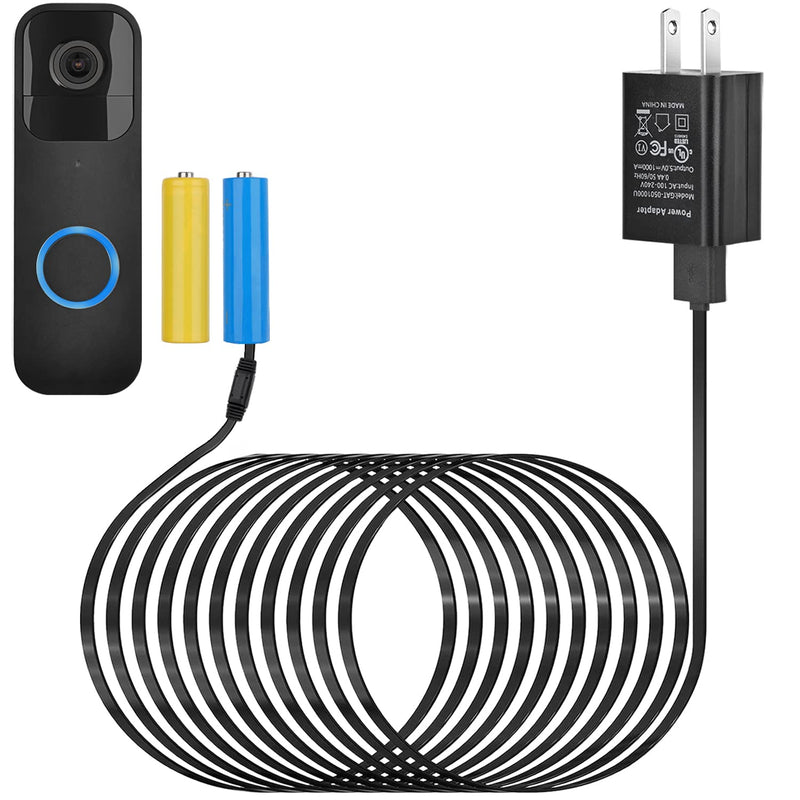ALERTCAM Power Adapter for Blink Video Doorbell (Replace Battery), Doorbell Transformer with 16.4ft/5m Weatherproof Cable Continuously Charging Your Video Doorbell Black