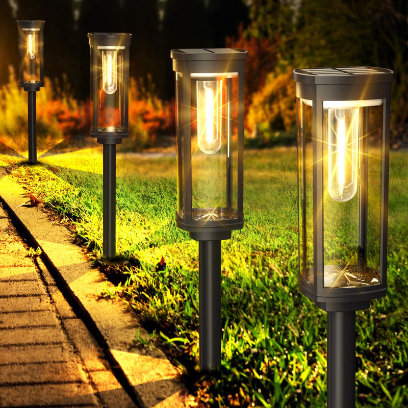 Solar Pathway Lights Outdoor 6 Pack, Bright Solar Path Lights Outside Waterproof, Walkway Light Solar Powered Landscape Lights for Driveway Lawn Patio Sidewalk Yard 6Pack Warm White