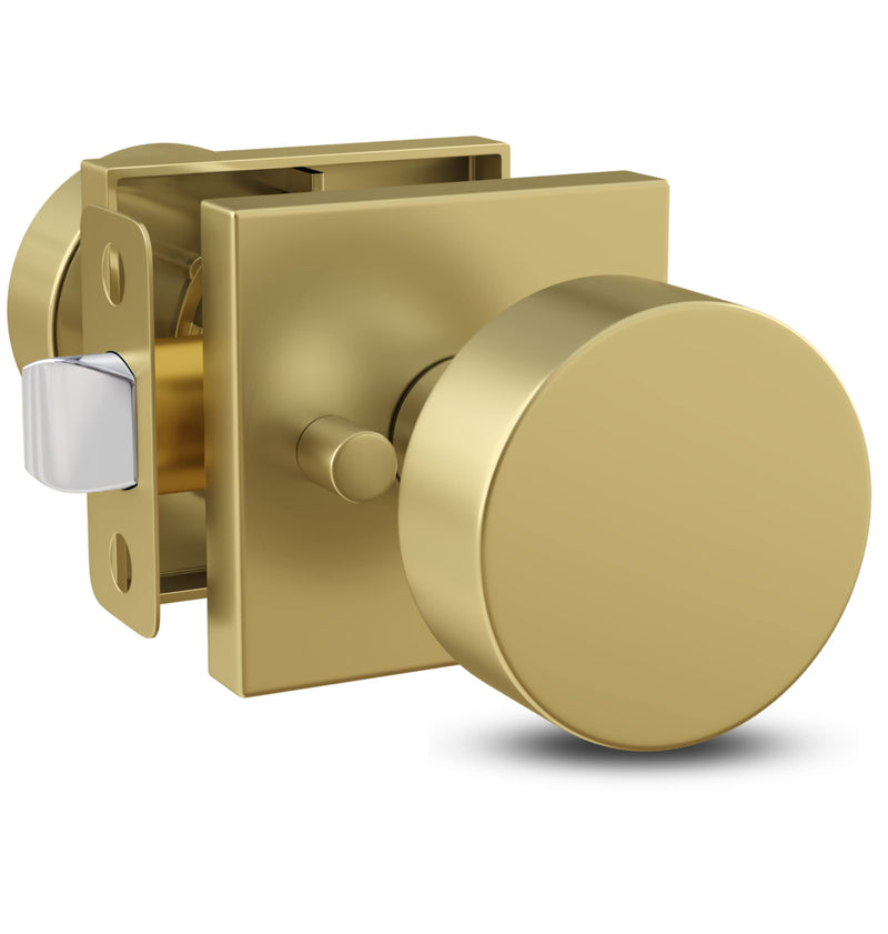 Mega Handles SUANA Privacy Door Knob for Hallway, Closet and Bathroom, Reversible Heavy Duty Design Door Knobs, Fits All Standard Door Sizes Screws Included - Satin Brass (1 Pack) 1 Pack