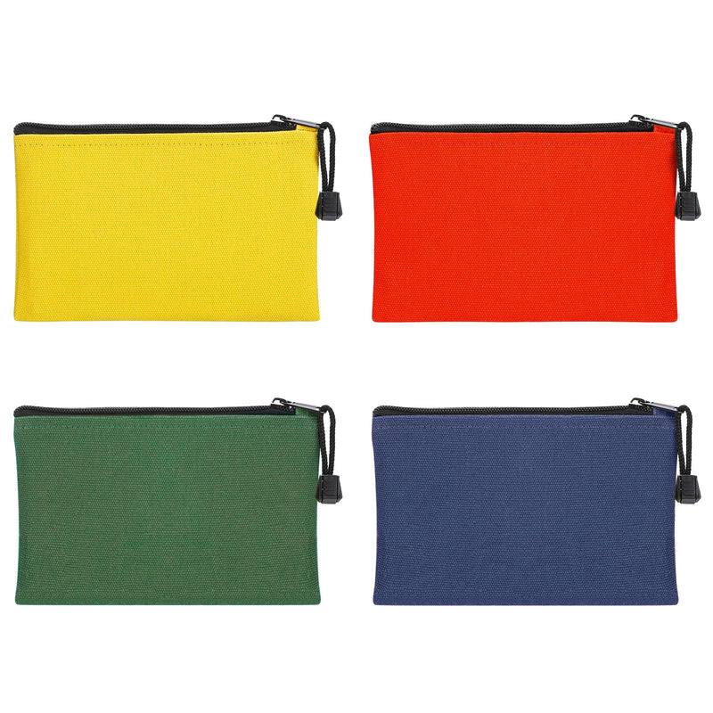 ANPHSIN 4 Pack Canvas Tool Bags Pouches - Heavy Duty Zipper Pouch Set, 7''x4.7'' Multipurpose Small Tools Storage Organizer with Dependable Zipper Blue/Green/Orange/Yellow 7'' x 4.7''