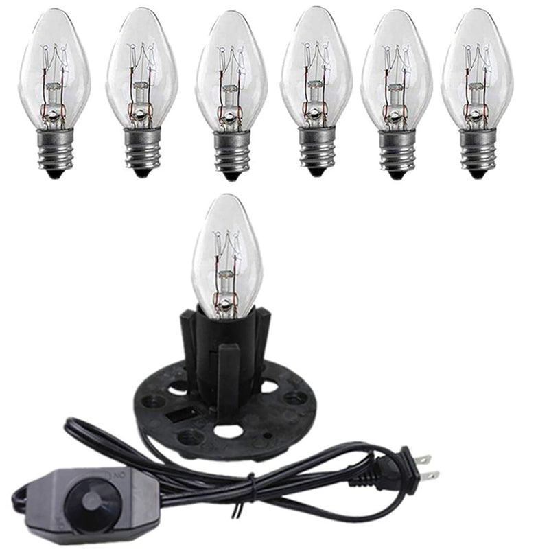 Himalayan Salt Lamp Cord, with Dimmer Switch ,Christmas Bulb,Salt Lamp Cord with Dimmer Control and Base Assembly,5 Feet ,E12 Base for Himalayan Salt Lampsand with six Free 15W Bulbs for Salt Lamp (1) 1