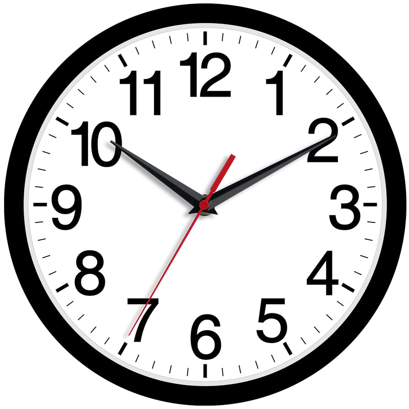 Rohioue Wall Clock, Modern 10 Inch Battery Operated Wall Clocks, Silent Non Ticking Small Analog Clock, for Bedroom, Kitchen, Bathroom, Office, Home, Living Room (Black) - NewNest Australia