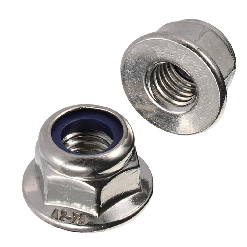 M8-1.25 Flanged Nylon Insert Lock Nuts Flange Locknuts, 304 Stainless Steel 18-8 Bright Finish, DIN 6926, 20 PCS M8