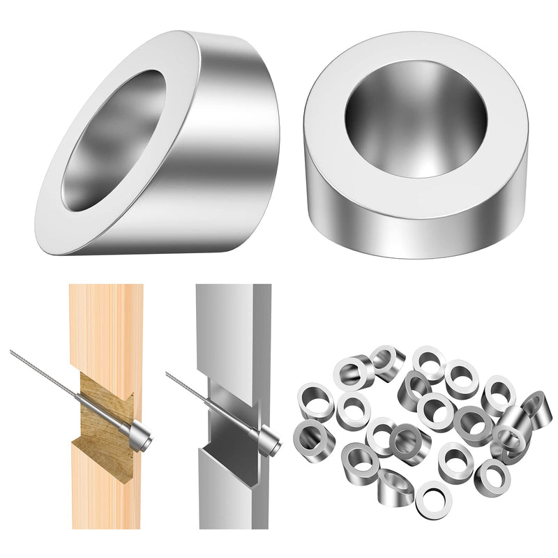 BLIKA 20 Pack 5/16" ID Angle Washers for Cable Railing Posts, Stainless Steel 30 Degree Angle Beveled Washer for 1/8", 3/16" Invisible Cable Railing Hardware, Cable Railing Angled Washer 5/16 inch