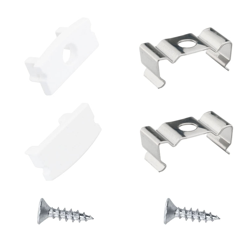 24PCS Led Channel Metal Mounting Clips Led Channel End Caps for LED Strip Lights Installation U-Shape LED Cover Diffuser Track with Complete Mounting Accessories for Easy Installation