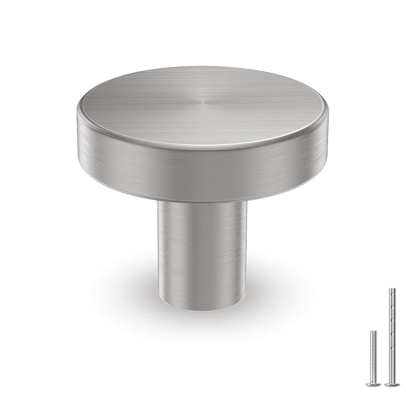 homdiy 25 Pack Brushed Nickel Cabinet Knobs, Round Kitchen Drawer Knobs, Silver Knobs for Cabinets, Metal Handles for Desk Drawers Cupboard Brushed Satin Nickel