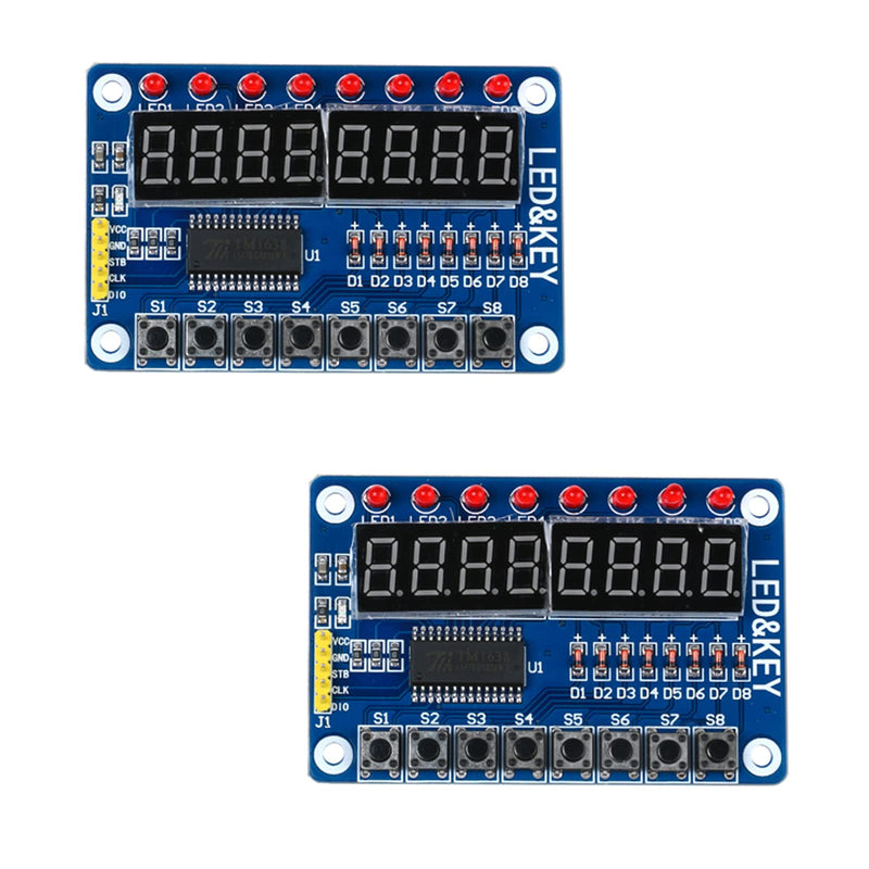 2Pcs TM1638 Display Module 8 Bit LED Digital Tube 8 Bit Digital Led Key Display Module LED Display Module Microcontroller Display Module with Keys Electronic Module for Ardiuno