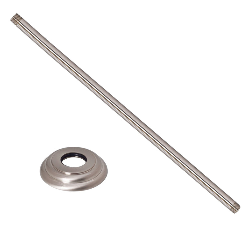 Westbrass A3619A-07 1/2" IPS x 19" Round Ceiling Mount Shower Arm with Flange, Satin Nickel