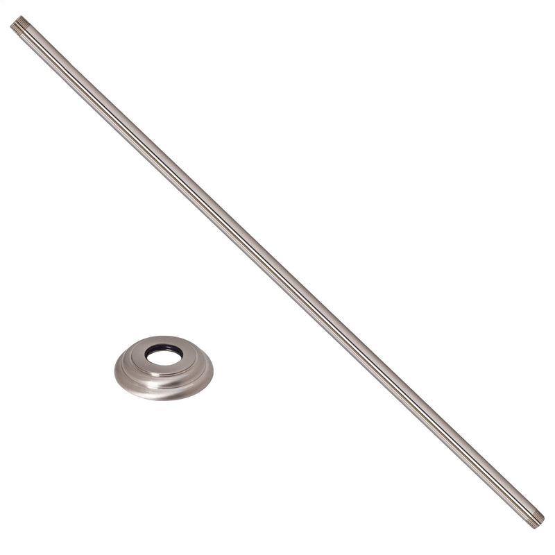Westbrass A3636A-07 1/2" IPS x 36" Round Ceiling Mount Shower Arm with Flange, Satin Nickel