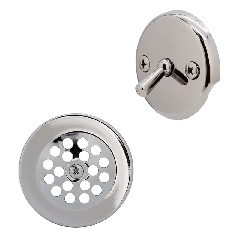 Westbrass A92-26 3-1/8" Trip Lever Bathtub and Shower Drain Kit with 2-Hole Overflow Faceplate, Polished Chrome