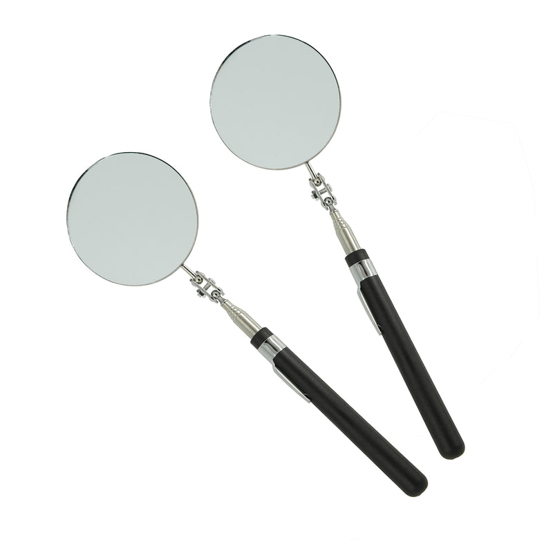 Round Telescopic testing mirror,Inspection mirror telescoping area 85mm mirror, Inspection Tool for Checking Vehicle,Observing Eyelashes Mouth and Other Small Parts Extended (Large mirror 2 PCS) Large mirror