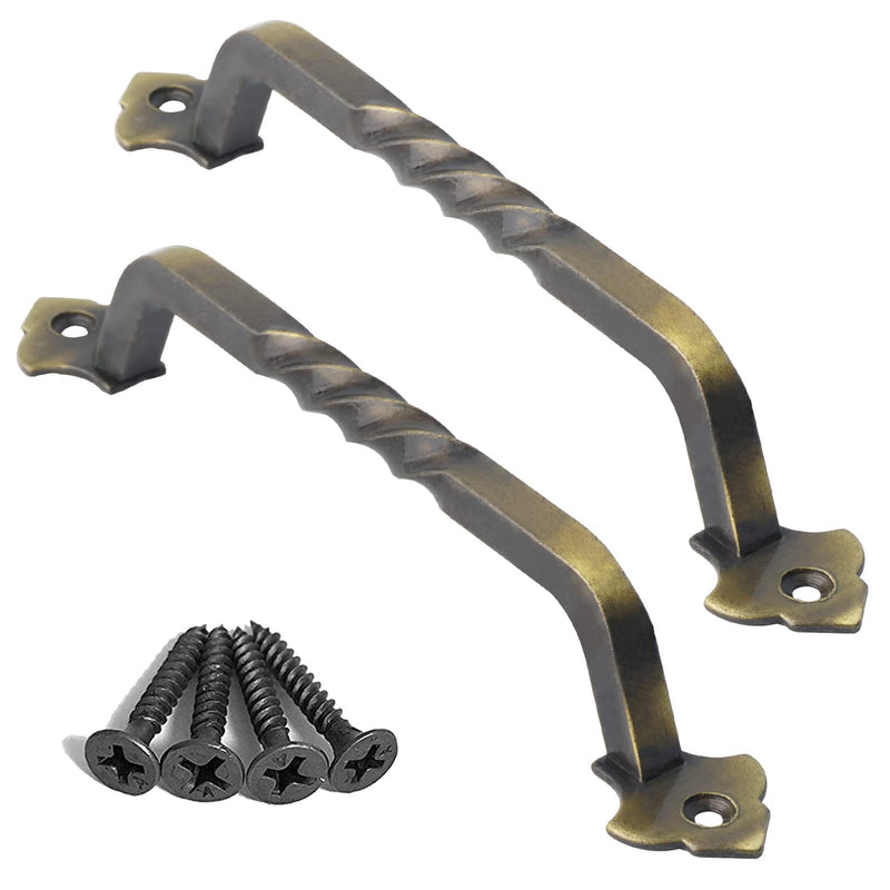 OVOV 2 Pack Barn Door Pull Handle Hardware for Wooden Garden Gate Shed Cabinet Door (Bronze) 5inch Bronze