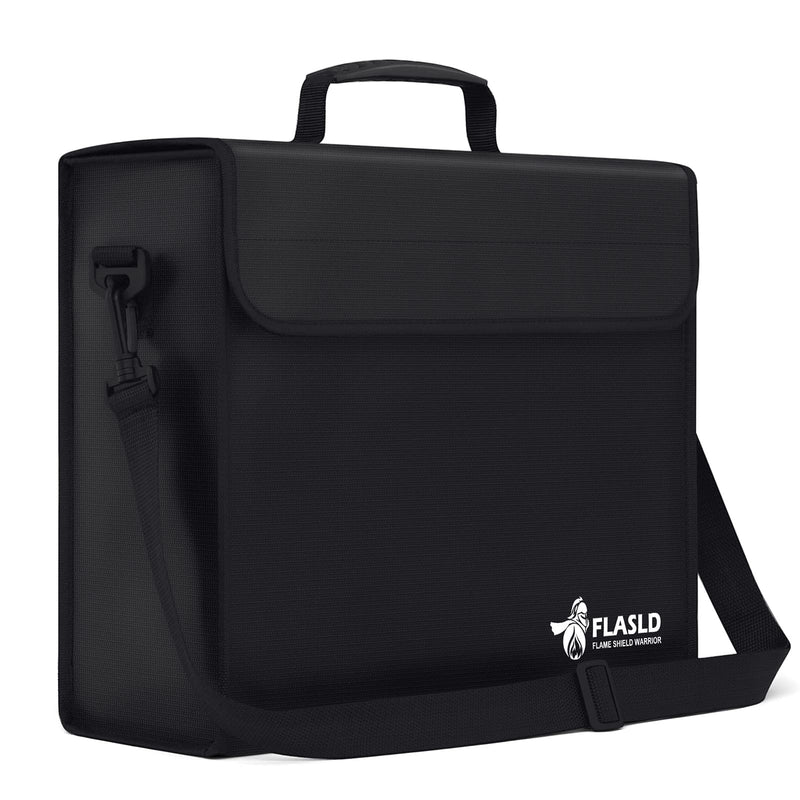 FLASLD Fireproof Document Bags, 15x12x5” Large Fireproof & Water Resistant Bag, Holder Home Office Portable Filing Storage for Valuables, Fireproof Folder FireSafe Box for Cash, Passport Document Bag-15x12x5”