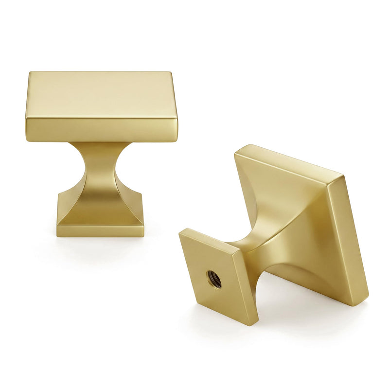 Haliwu 50 Pack Gold Cabinet Knobs Solid Drawer Knobs Gold & Square