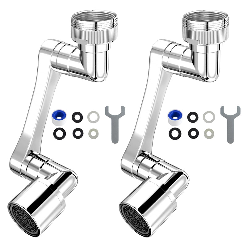 1080° Swivel Faucet Extender, Heavy Duty Rotating Sink Extension, Universal Swivel Multifunctional Robotic Arm, Rotating Splash Filter Extension Faucet Aerator for Kitchen Bathroom-2 Pcs 2 Pack
