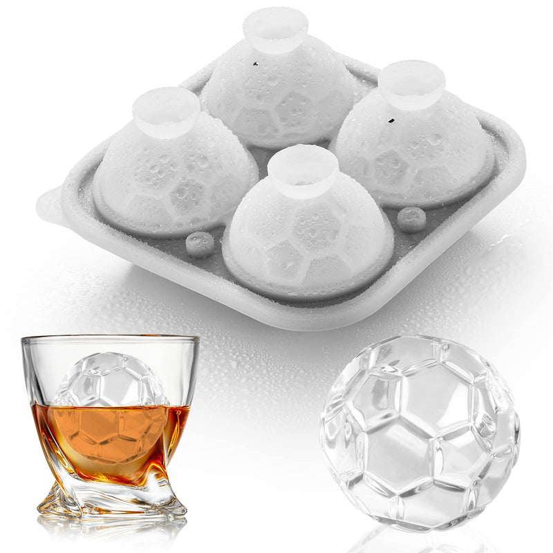 ACOOKEE Silicone Soccer Ball Ice Cube Mold Fun Shapes, Novelty Soccer Gifts, 2.2" Large Craft Round Sphere Ice Ball Molds For Game Day, Whiskey, Cocktails, Bourbon Soccer Ice Mold - NewNest Australia