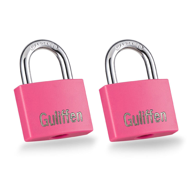 2 Pack Aluminum Locker Lock with Key, Pad Lock with 1-9/16 in. (40 mm) Wide Lock Body, Key Lock for Gym Locker, Shed, Gate, and Storage Unit Pink*2SS