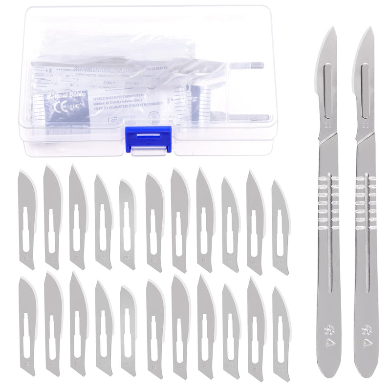 Swpeet 52Pcs 5 Styles #20#21#22#23#24 Scalpel Blades Surgical Grade Blades with #4 Scalpel Knife Handle Assortment Kit, Biology Lab Knives for Biology Lab Anatomy, Practicing Cutting, Sculpting N3