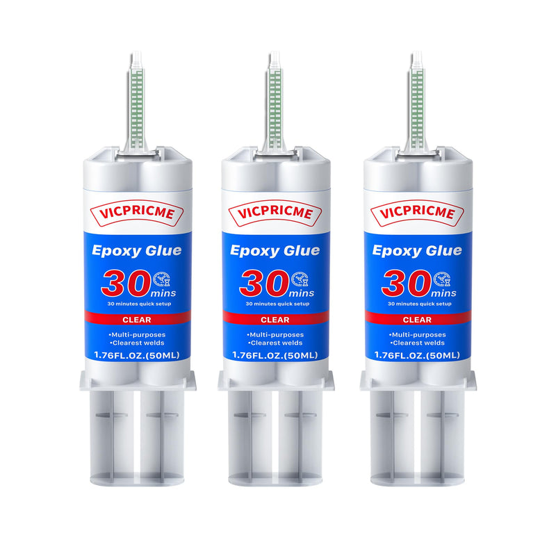 2 Part Epoxy Glue Clear, 1.76oz Syringe, Waterproof Plastic Weld Adhesive, Be Used to Bond Metal, Plastic, Wood, Ceramics, is The Best Golf Club Epoxy Resin Crack Repair Glue (3) clear 3pcs