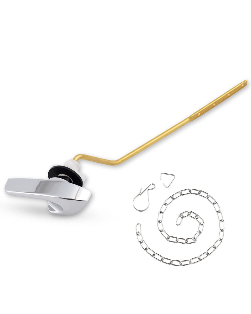 iFealClear Universal Brass Toilet Tank Flush Lever Handle, Side/Angle Mount Toilet Handle Compatible with Kohler K-GP30324-CP, Stainless Steel Flapper Chain, Chrome 1 Pack