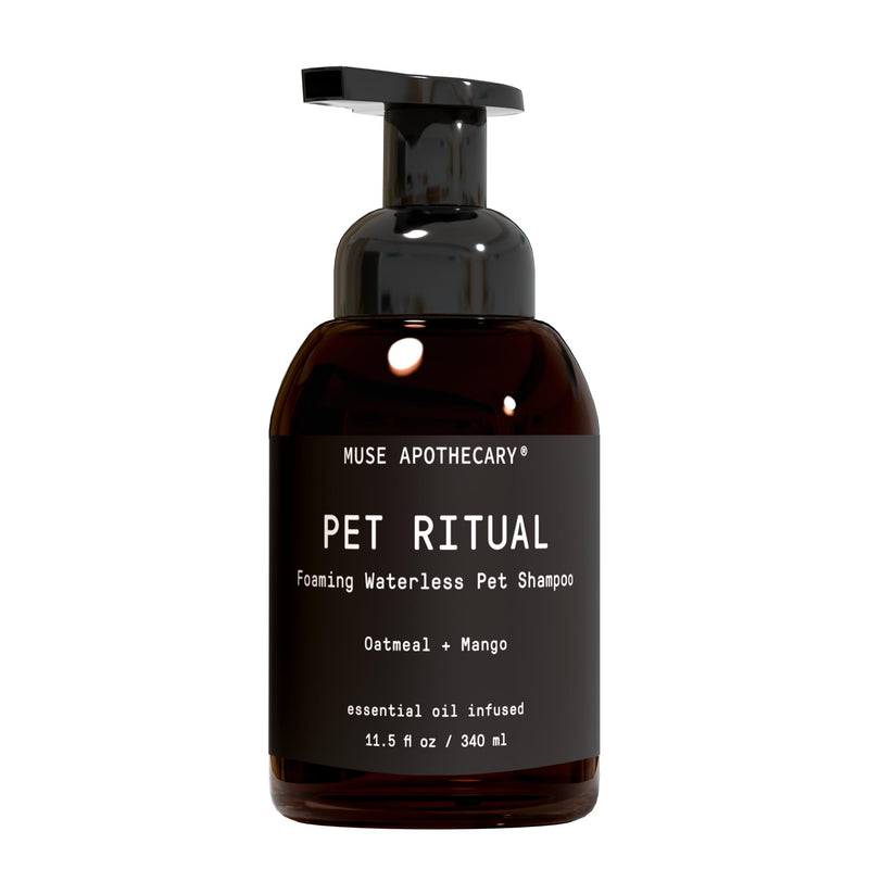 Muse Apothecary Pet Ritual Foaming Waterless Shampoo for Dogs, Waterless Dog Shampoo Foam, No Rinse Dog Shampoo, Waterless Dog Shampoo for Large Dogs - Essential Oils Infused, 11.5oz Oatmeal + Mango 5.75 Fl Oz (Pack of 2) - PawsPlanet Australia