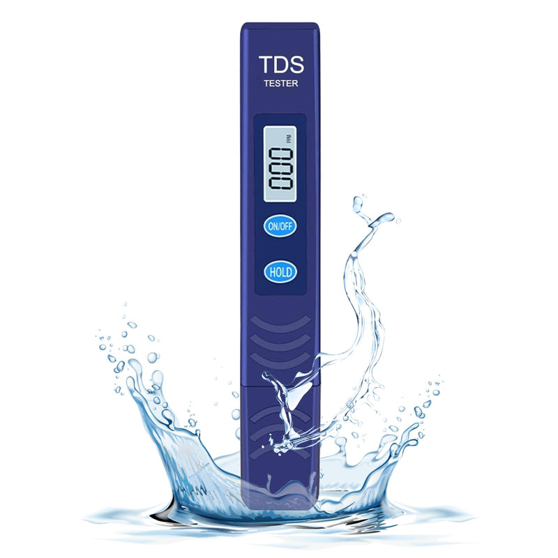 TDS Meter, Electronic Water Tester with 0-9990 PPM Measurement Range, Hand Held Digital Water Test Pen for Farming, Aquariums, Pools, Household Drinking Water (Blue)