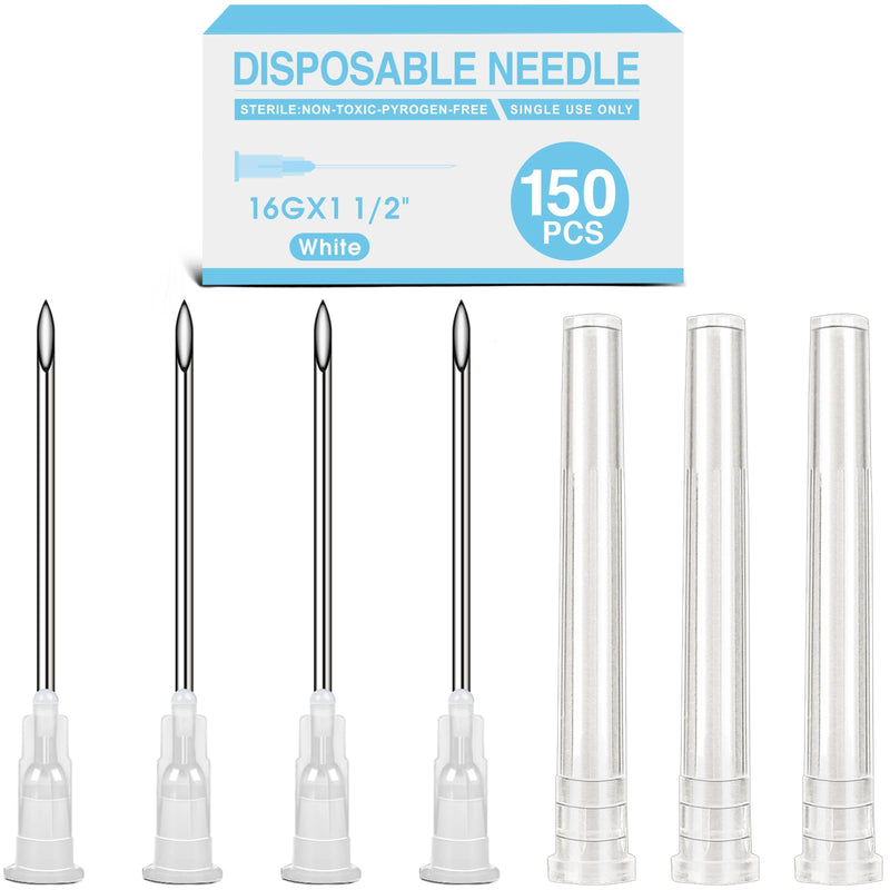 150 Pack 16 Ga 1.5 Inch Luer Lock,Lab Accessories, Industrial Dispensing Accessories, Individually Packaged 38mm/1.5 inch
