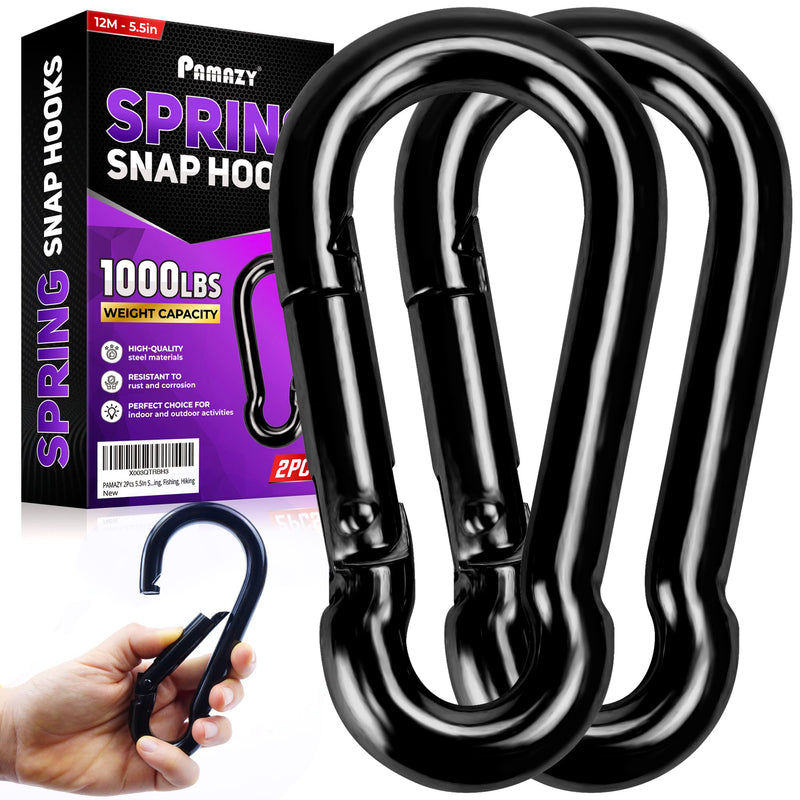 Spring Snap Hooks, Carabiner Clip, Heavy Duty Rope Connector, Quick Link Carabiners Spring Snap Hooks for Indoor & Outdoor, Camping, Climbing, Fishing, Hiking 2Pcs 5.5In