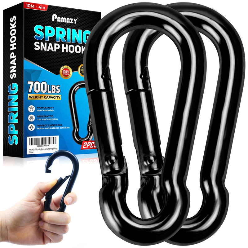 2Pcs 4In Spring Snap Hooks 700LBS Capacity, Carabiner Clip, Heavy Duty Rope Connector, Quick Link Carabiners Spring Snap Hooks for Indoor & Outdoor Activity, Camping, Climbing, Fishing, Hiking 2Pcs 4In