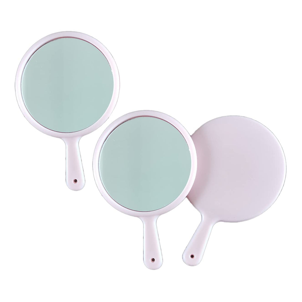 lasenersm 3 Pieces Small Hand Mirror with Handle Portable Makeup Mirror Round Cosmetic Mirror Travel Makeup Mirror Cute Hand Mirror Handheld Mirror for Travel Daily Use, Pink - NewNest Australia