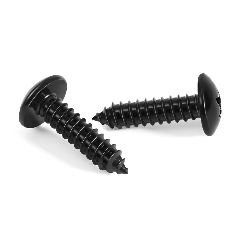 #6 x 1/2" Truss Head Self Tapping Wood Screws Sheet Metal Screws, Black Finish, 304 Stainless Steel 18-8, 100 PCS #6 x 1/2"