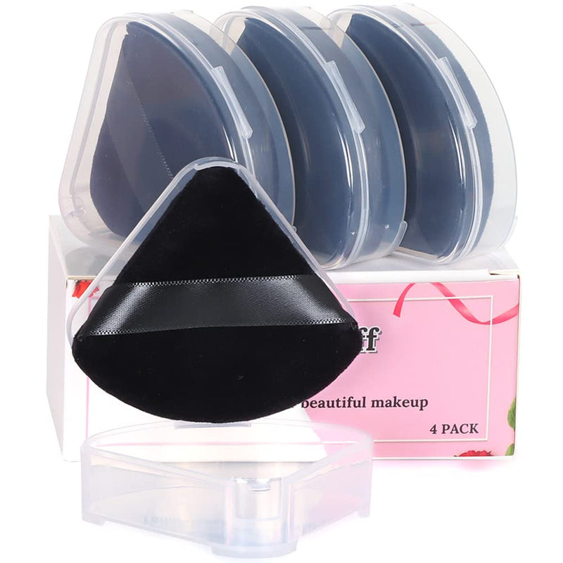 Ocim 4 Pack Triangle Powder Puffs for Face Powder,Soft Velour Makeup Setting Powder Puff with Case,Black S-4Pack Black - NewNest Australia